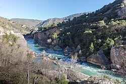 El río Gállego cerca de los Mallos de Riglos