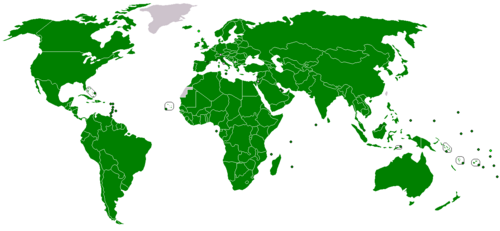 Mapa mundial destacando los Estados Miembros de la FAO