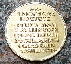 Medalla conmemorativa que refleja el encarecimiento extremo de productos básicos