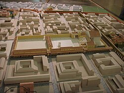 Representación del antiguo foro romano con el templo de Júpiter Capitolino