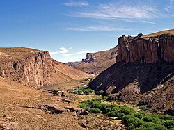 Paisaje del Cañadón del río Pinturas en la provincia de Santa Cruz, Argentina