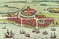 Representación histórica de Helsingborg en el siglo XVI