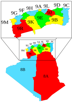 Mapa de los departamentos franceses de Argelia entre 1957 y 1962