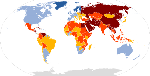 Mapa del Índice de Libertad de Prensa de 2022