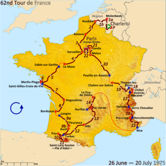 Detalles y clasificaciones del Tour de Francia 1975