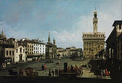 Pintura histórica de Bernardo Bellotto que muestra la plaza