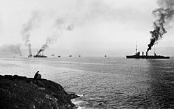 Cruceros alemanes entrando en Scapa Flow