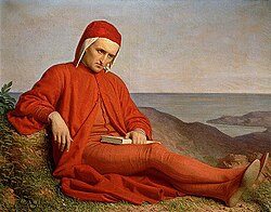 Pintura al óleo que representa a Dante Alighieri durante su período de exilio