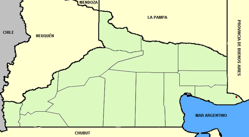 Mapa de la división departamental de la Provincia de Río Negro