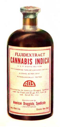 Botella de extracto líquido de Cannabis