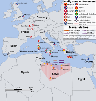 Mapa operativo relacionado con el conflicto en Libia