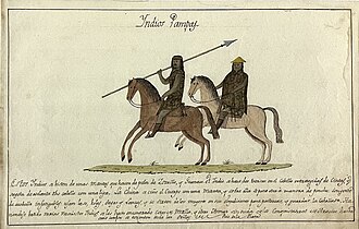 Representación de indígenas pampas en una acuarela anónima del Virreinato del Río de la Plata.