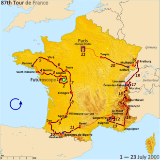 Logotipo o gráfico representativo del Tour de Francia 2000