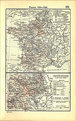 Mapa histórico de las provincias francesas bajo la unión Plantagenet-Aquitania