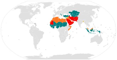 Mapa conceptual y legislativo sobre el papel de la religión en países musulmanes