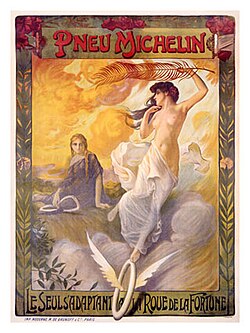 Afiche publicitario antiguo de neumáticos Michelin