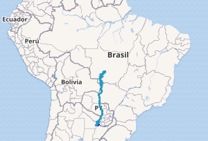Mapa detallado de la ubicación del Río Paraguay