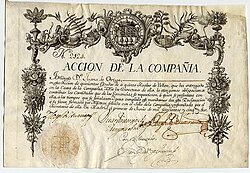 Acción de la Real Compañía Guipuzcoana de Caracas