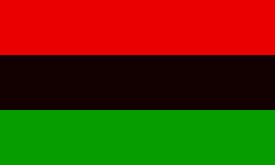 Bandera afroamericana utilizada como símbolo de identidad y resistencia cultural.