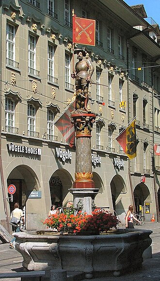 La fuente del arcabucero en la ciudad vieja de Berna.