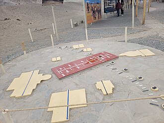 Representación de la ciudad de Caral en su periodo de mayor apogeo