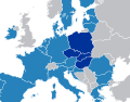 Mapa de los países que integran el Grupo de Visegrado en la Europa central.