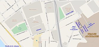 Plano con elementos de la Casa de la Contratación en Sevilla