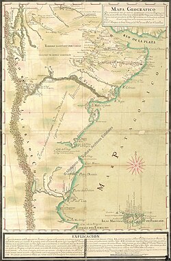 Mapa de las costas patagónicas de 1786 ordenado por el virrey Nicolás del Campo