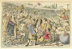 Ilustración histórica sobre la proclamación de la libertad de Grecia.