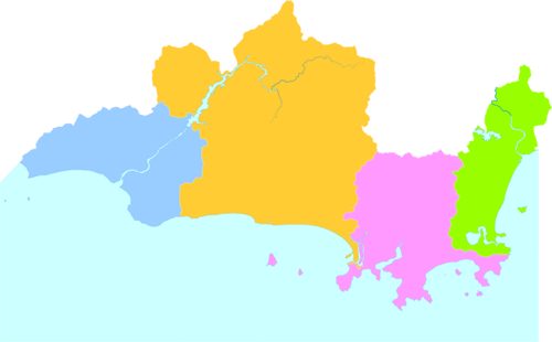 Mapa de los distritos de Sanya