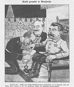 Caricatura histórica polaca relacionada con el pacto germano-soviético