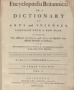 Frontispicio de la primera edición de la Encyclopædia Britannica