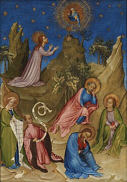 Colart de Laon, La oración en el huerto con el donante Luis I de Orleans, hacia 1405-1408