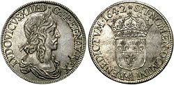 Escudo de plata con la efigie de Luis XIII