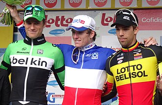 Podio de la edición 2014 del Circuito Franco-Belga