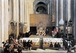 Retrato y representación de una sesión del Concilio de Trento