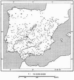 Grabado histórico sobre toponimia árabe en la península ibérica según L’Homme et la Terre.