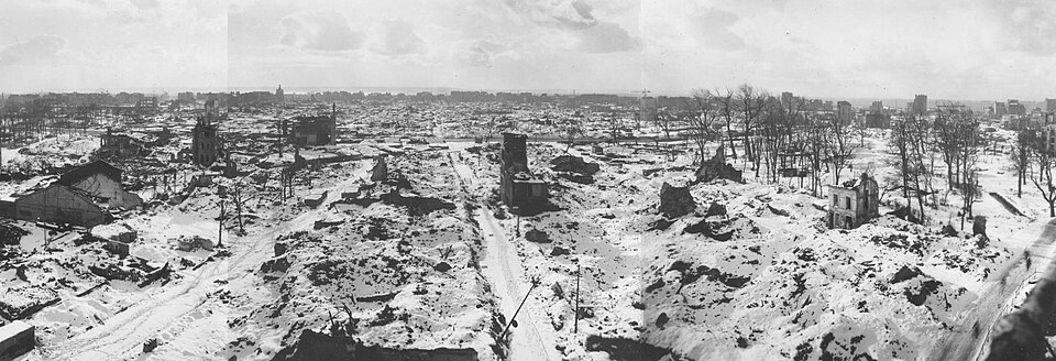 Aspecto de El Havre durante el invierno de 1944-1945