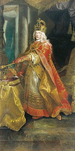 Emperador José I con vestimentas de coronación del Sacro Imperio