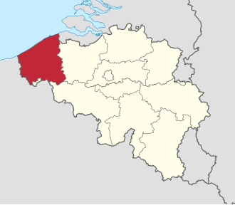 Mapa detallado de los distritos de Flandes Occidental