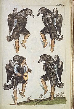 Ilustración de la danza de los gallinazos del Códice Trujillo del Perú