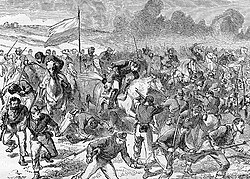 Milicia ecuatoriana en una batalla ocurrida en el año 1820.