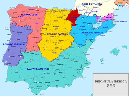 Península ibérica en 1210
