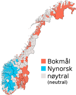 Mapa de variedades lingüísticas en municipios noruegos