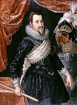 Retrato de Cristián IV de Dinamarca pintado por Pieter Isaacszen en 1616