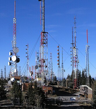 Antenas de radio en Sandia Peak, Nuevo México
