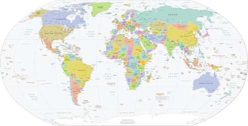 Mapa político mundial utilizado para ilustrar la distribución espacial de las sociedades.