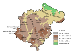 Mapa físico de la provincia de Teruel