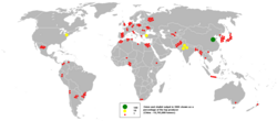 Mapa de distribución mundial de los cultivos de cebolla