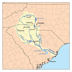 Ubicación de Charlotte en la cuenca del río Santee